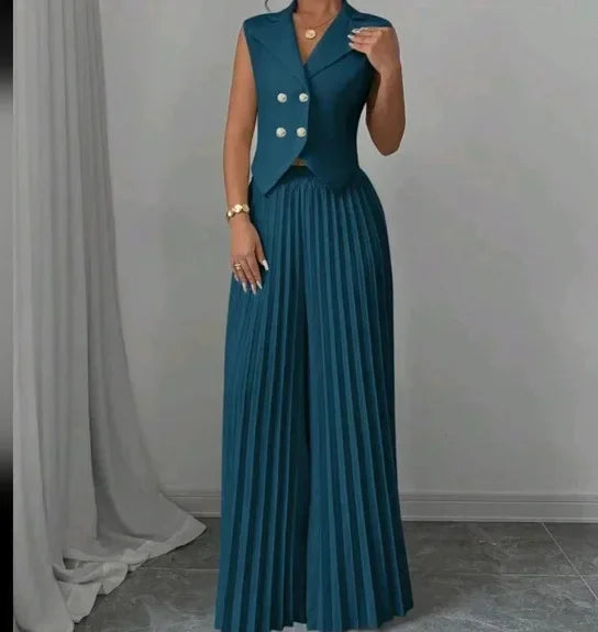 Jessy Fashion Solid Office Suit Casual Two Piece Set
