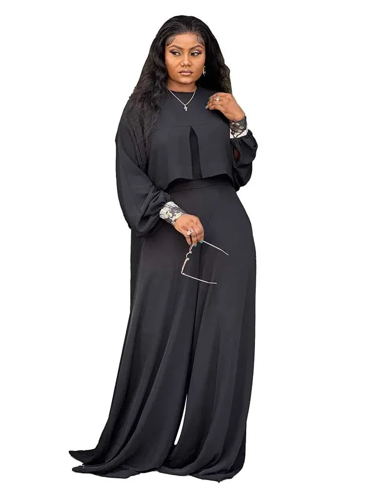 Amalia Long Sleeve Round Neck Matching Two Piece Sets