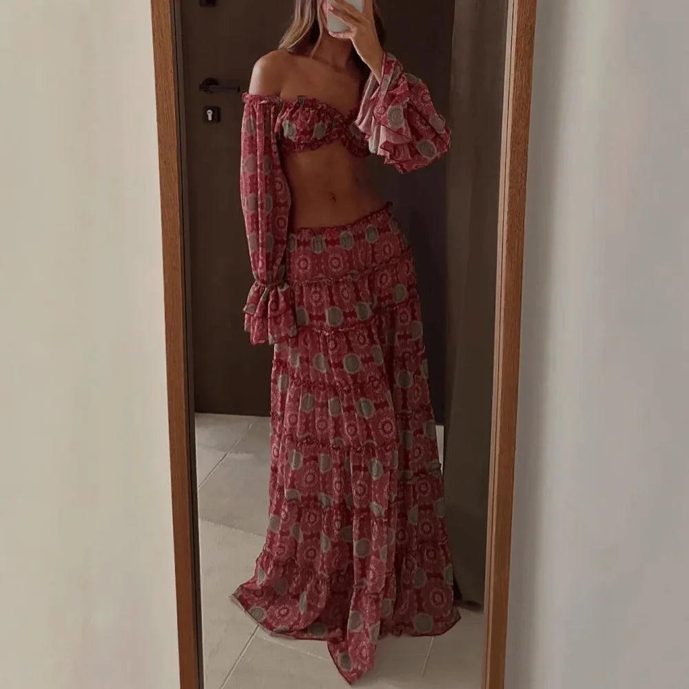 Grace Off Shoulder Cropped Two Piece Sets