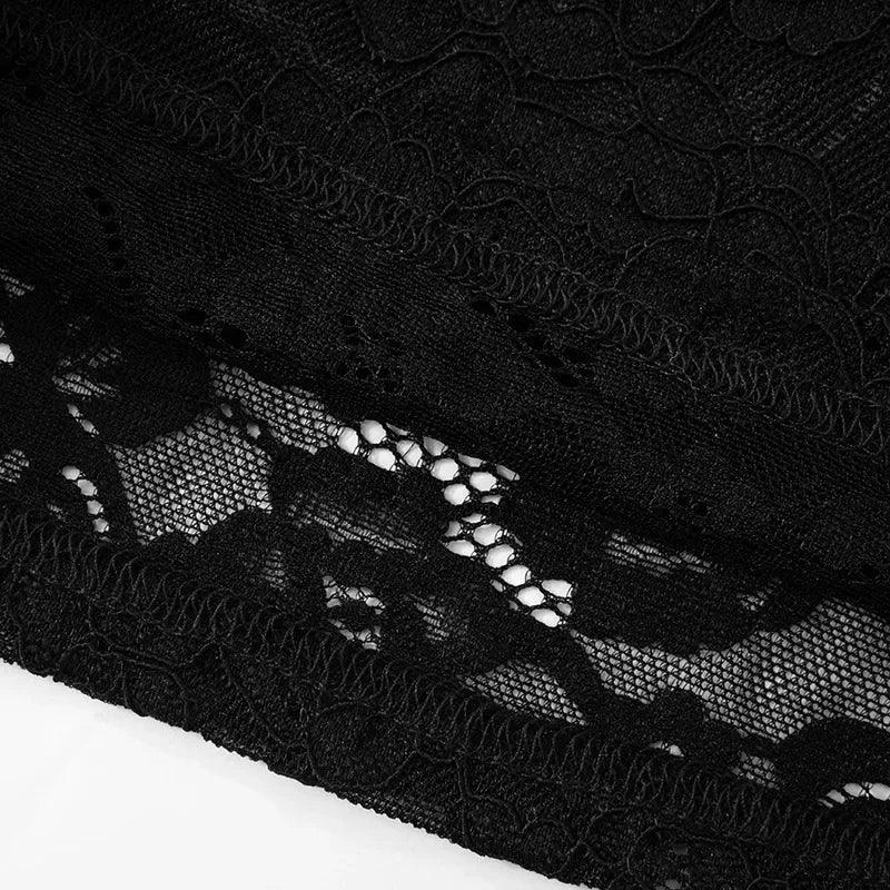 Westport Lace Sexy See Through Off-shoulder High Waist Club Party Jumpsuits