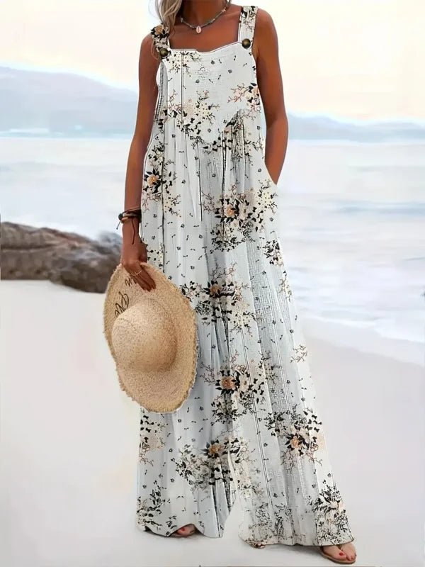 Plus Size Women's Fashionable Floral Elegant Overalls Jumpsuit Ladies Casual Jumpsuit