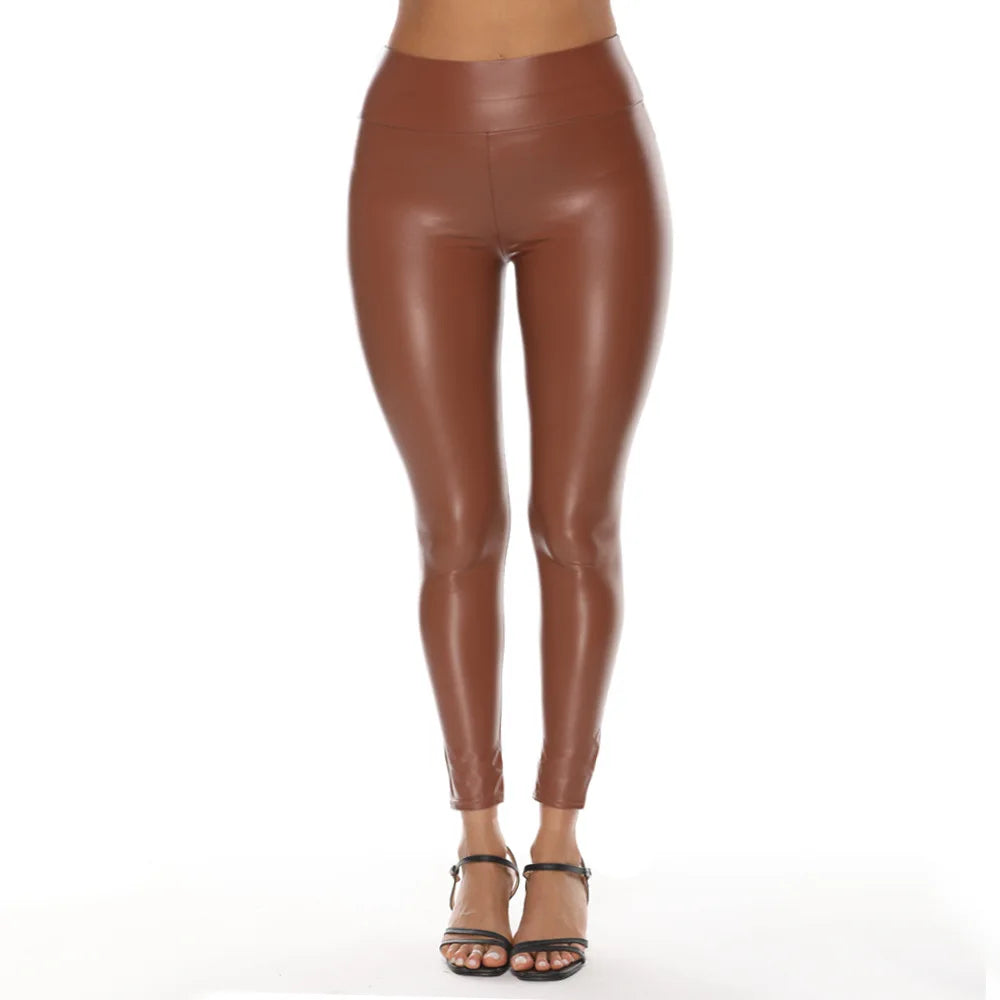 Maine Leggings Leather Large Multi Color High Waist Four Elastic Hip Lifting Pants