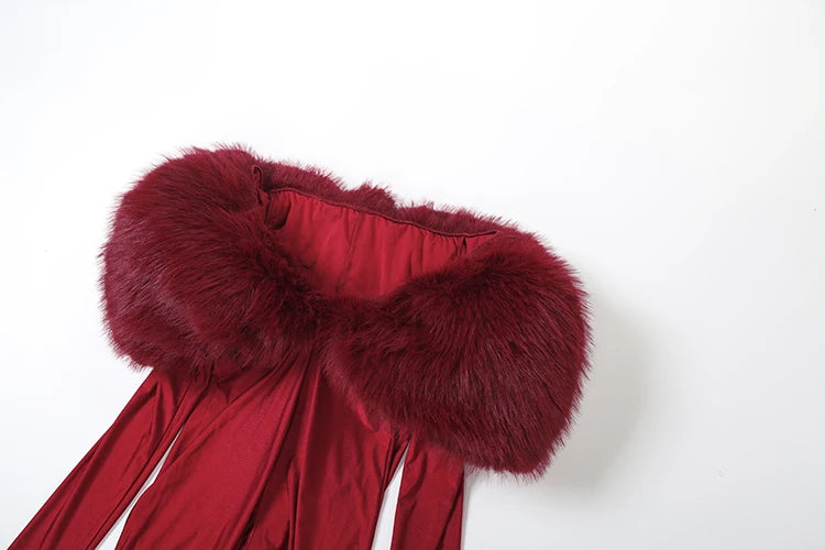 Branford Furry Slash Neck Hipster Patchwork Trend Sexy Hollow Stretch Jumpsuits