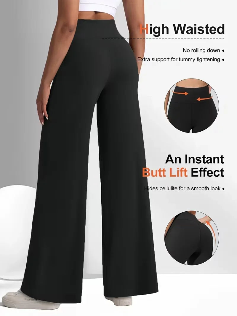 Blairstown Wide-Leg Athletic High-Waisted Butt-Lifting Tummy-Control Yoga Pants