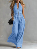 2026 New Summer Women's Jumpsuit Solid Color With Zipper Casual Loose Fashion Comfortable Unique Retro Niche Commuting Jumpsuit