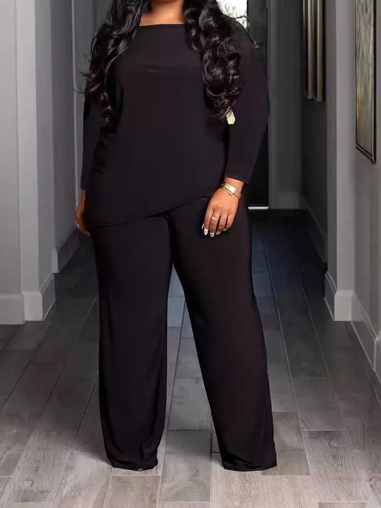 Karla Outfit with Long Sleeve Plus Size Two Piece Sets