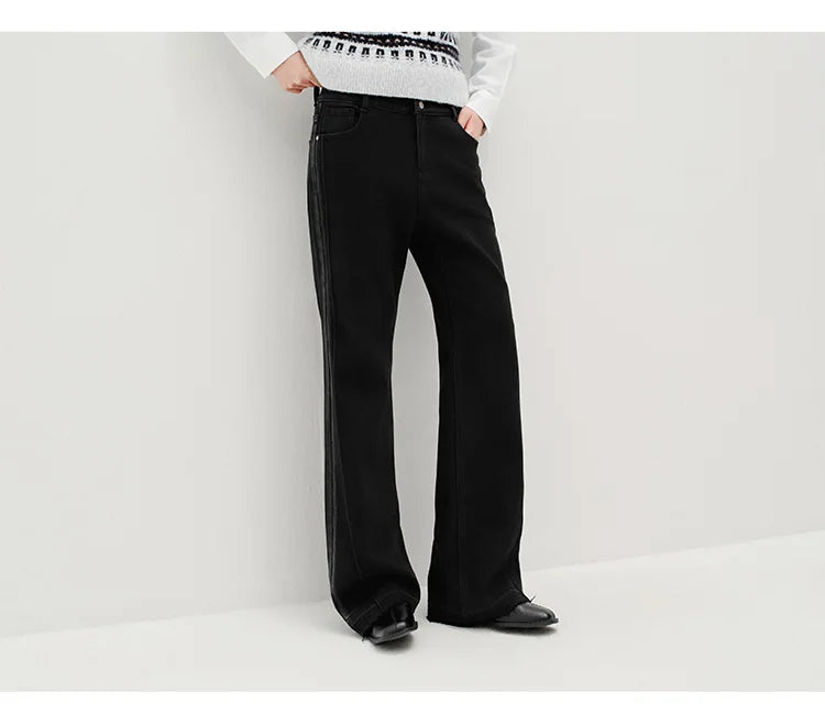 Las Vegas Slim Fit Flared Leg Solid Color Open Hem Denim