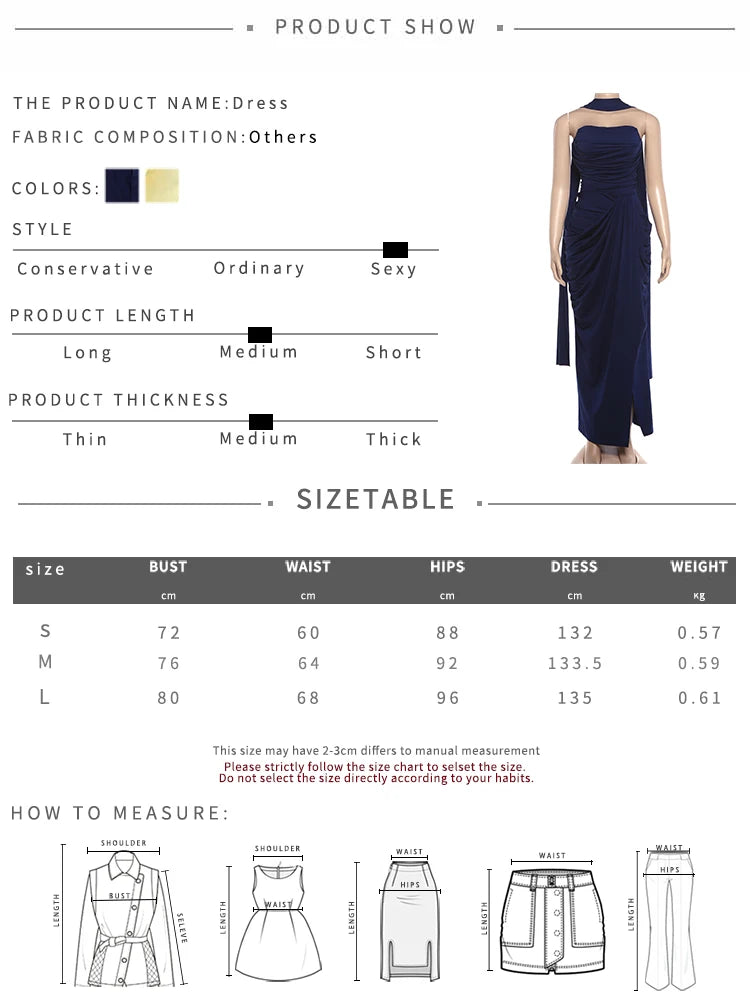 Madrid Folds Elegant Long Ribbon High Slit Chest Wrap Maxi Dress