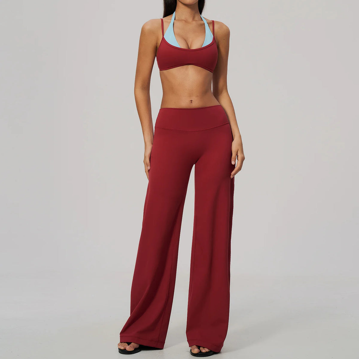 Camila Contrast Color Fitness Suit Tracksuit Two Piece Sets
