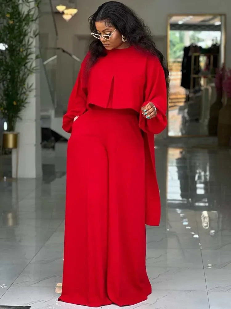 Amalia Long Sleeve Round Neck Matching Two Piece Sets