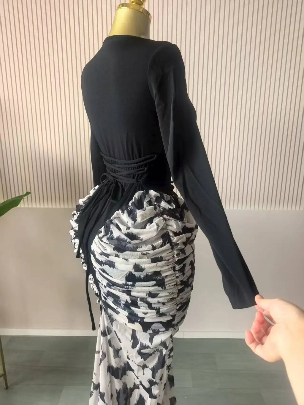 La Perla Printed Patchwork Stacked Ruched Sleeveless Bodycon Maxi Long Dress