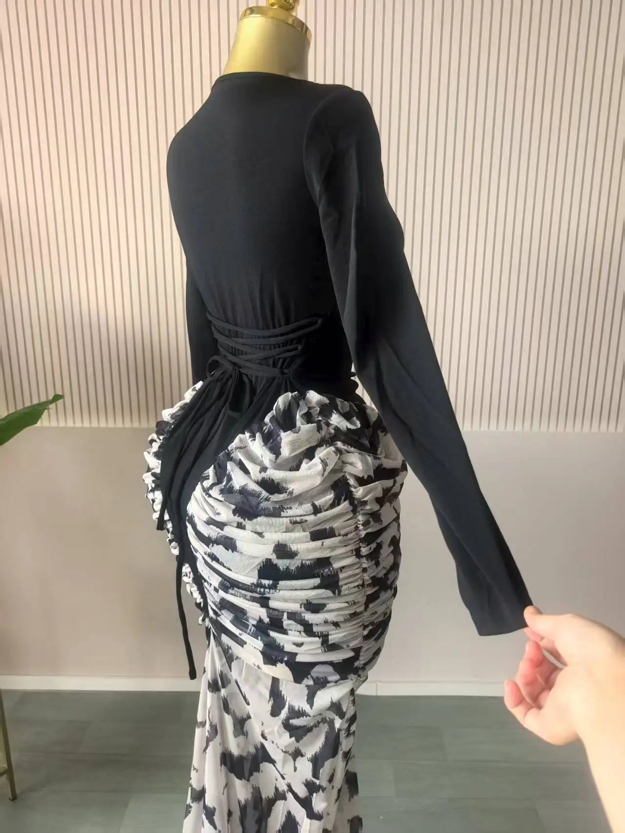 La Perla Printed Patchwork Stacked Ruched Sleeveless Bodycon Maxi Long Dress