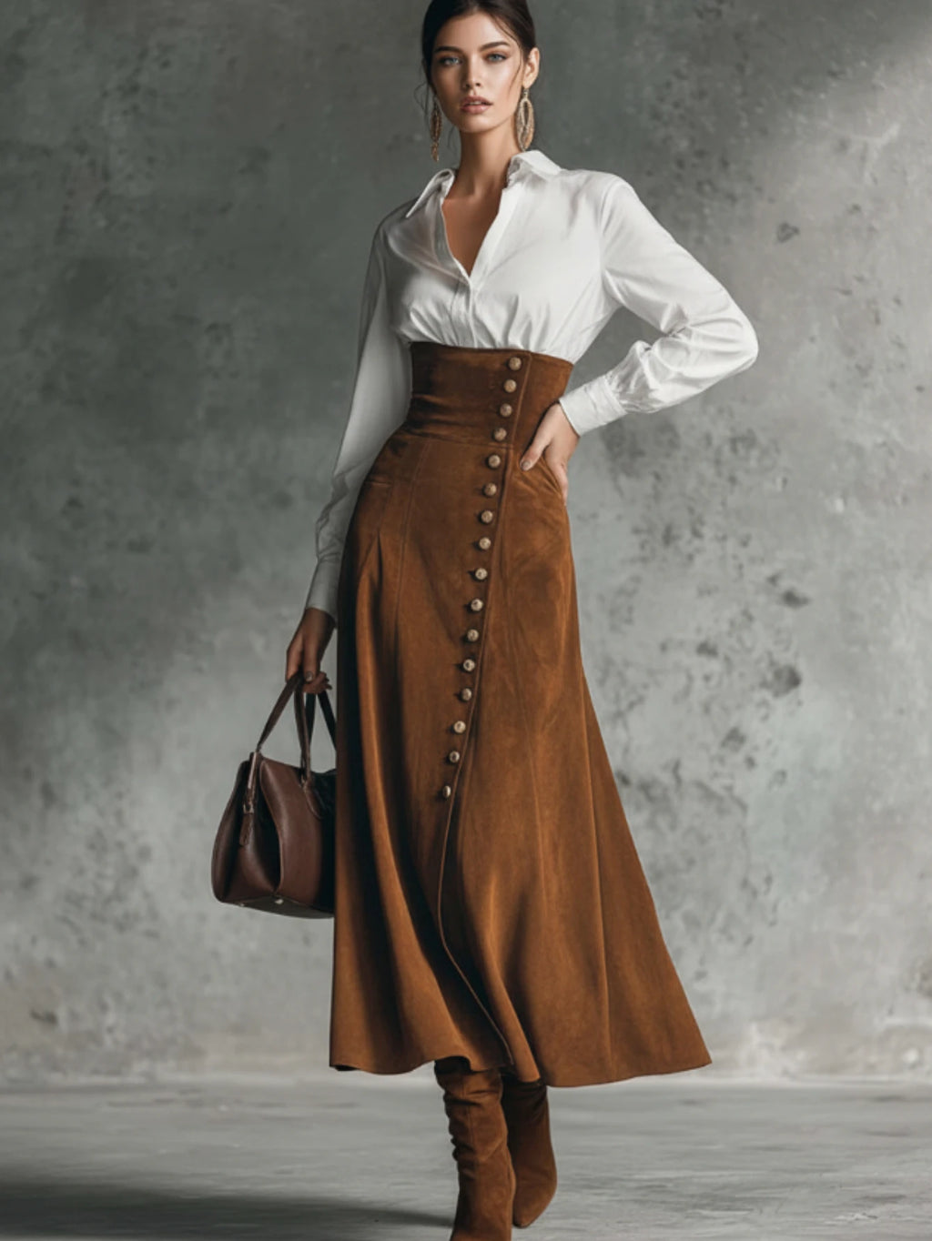 Sada High Waist Side Button Flared Two Piece Sets