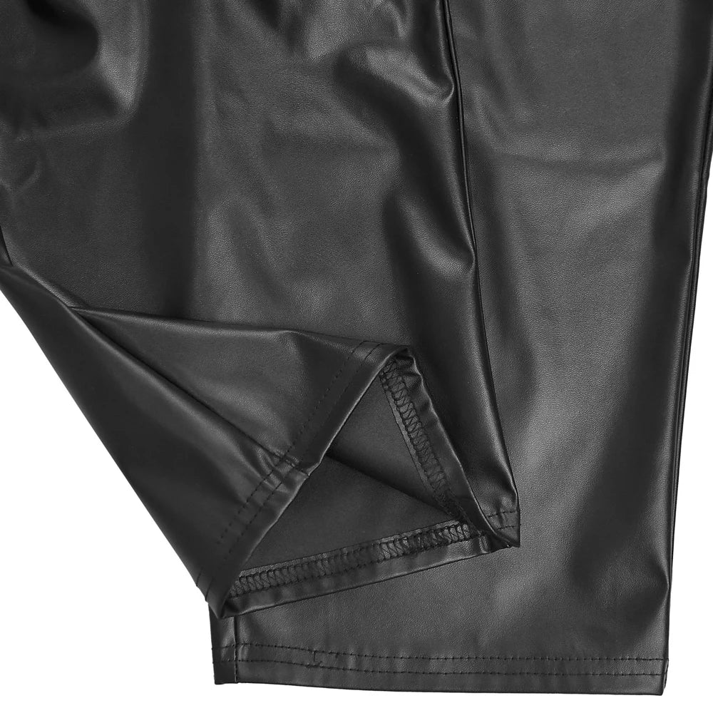 Samantha Faux Leather Set Strapless Tube Two Piece Sets