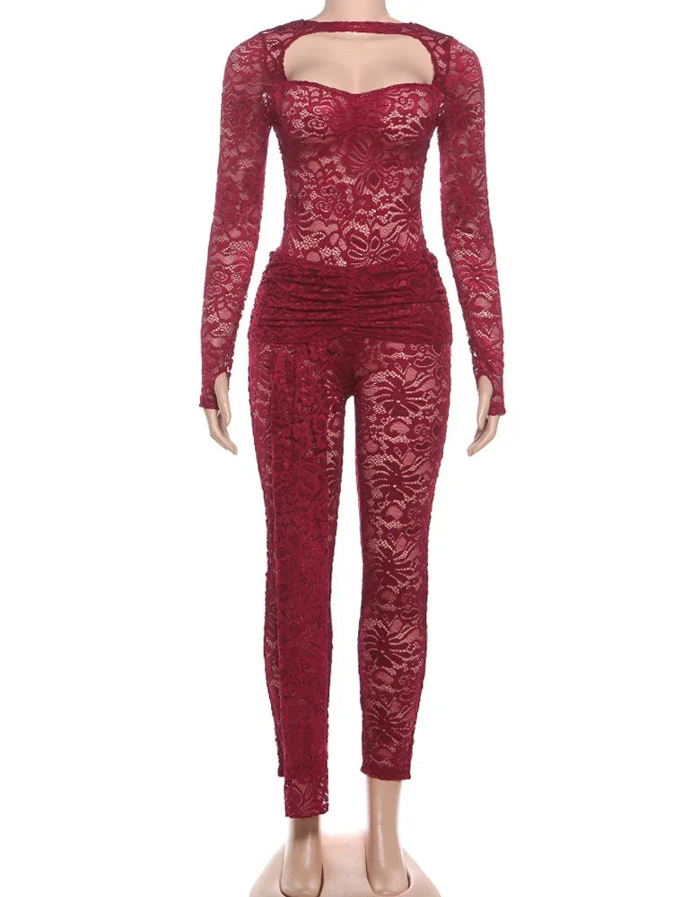 Crown Heights Puss Jacquard Hipster Coquette Backless Flanging Ribbon Jumpsuit