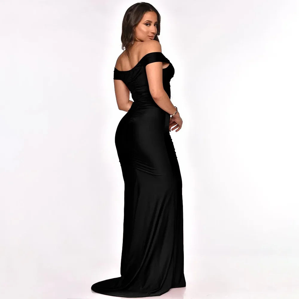 Toronto Banquet V Neck Sexy Satin Split Luxury Trailing Long Dresses
