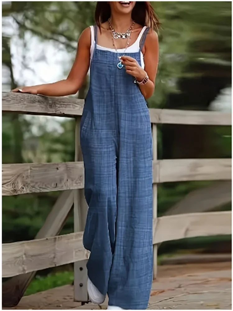 Wilson Township Loose Casual Solid Color Overalls Trend Jumpsuit