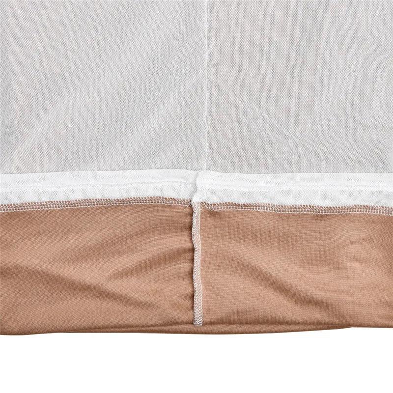 Dyker Heights Diagonal Collar Long Sleeve Mesh Backless Ruched Bodycon Midi Dress