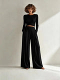 Yandra Long Sleeve Elastic Drawstring Two Piece Sets