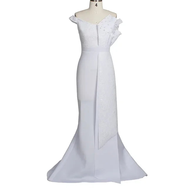 Hamilton Designers Beaded Off Shoulder Mermaid Skinny Floor Length Maxi Dress