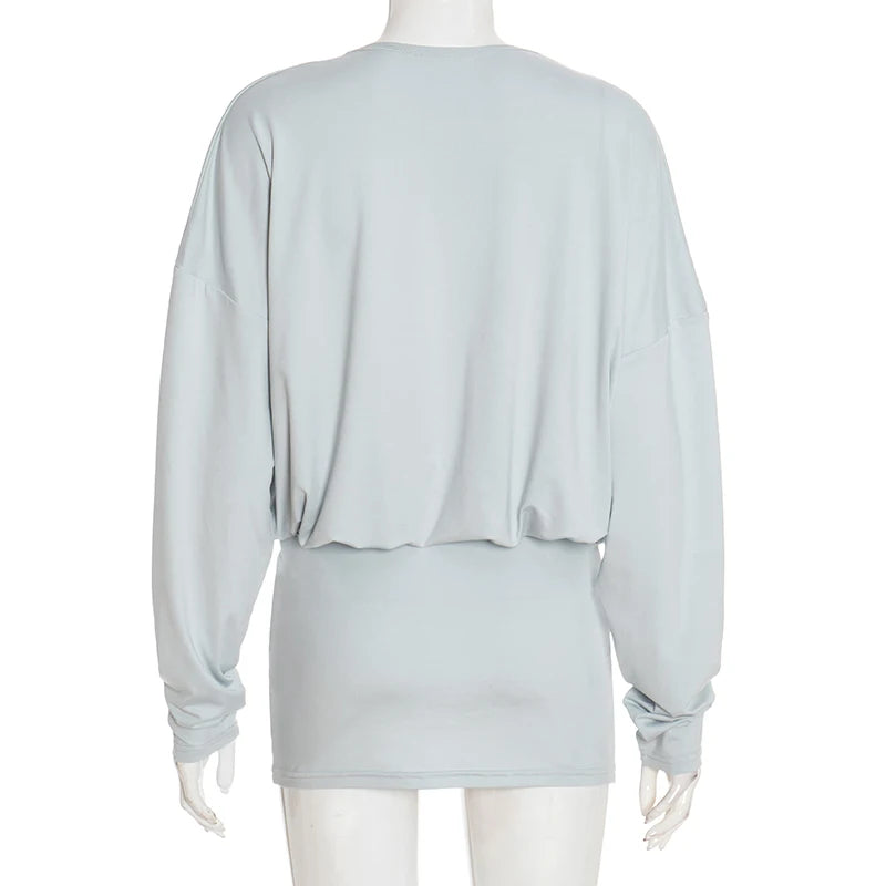 Elegant Peach Hip Full Sleeve Banquet Clubwear Skinny Mini Bodycon Dress