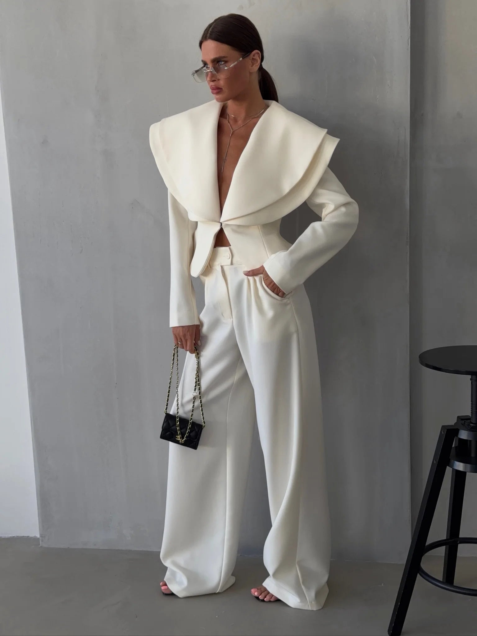 Laura Oversized Double Layer Lapel Two Piece Sets