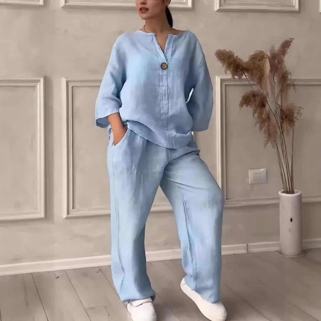 Shekina Comfortable Loose Cotton Linen Two Pieces Sets