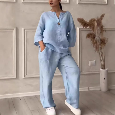 Shekina Comfortable Loose Cotton Linen Two Pieces Sets