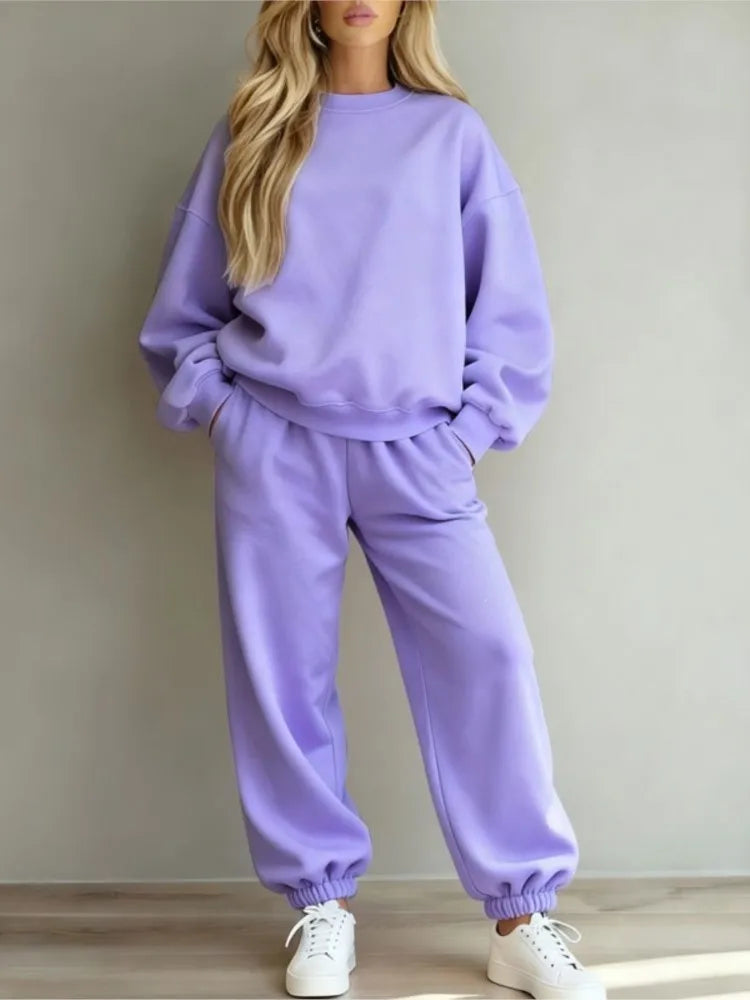 Diana Long-sleeved Casual Loose Fitting Two Piece Sets