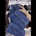 Fashion Women Jeans 2025 New Spring Autumn Korean Wild Elastic Waist Straight Denim