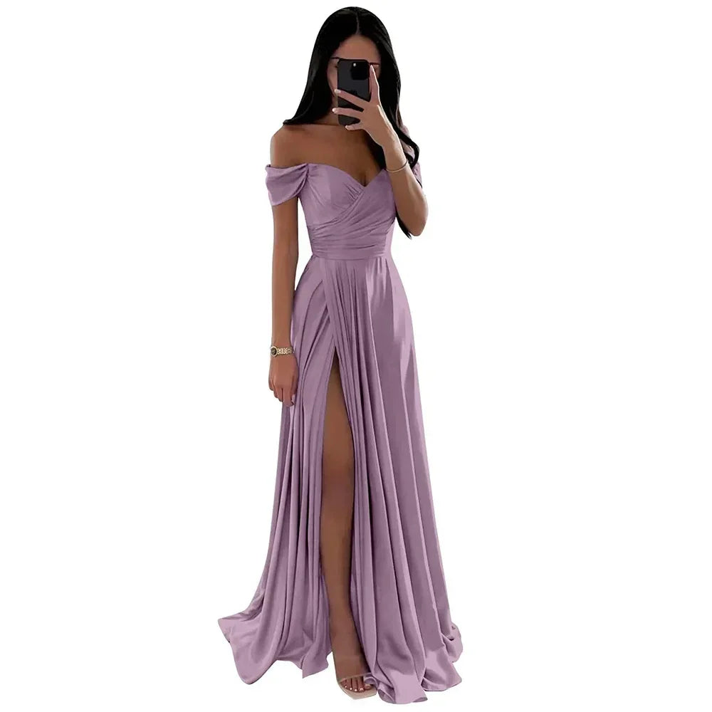 Basking Ridge Off the Shoulder Prom V-neck Backless Party Formal Evening Dress