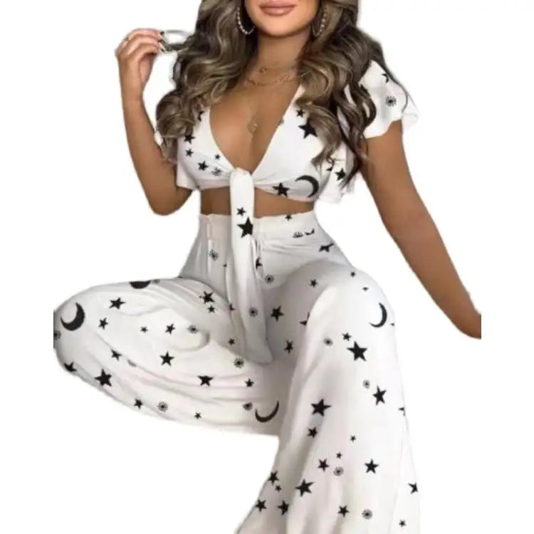 Hilda Belted Low Long Thouser Casual Two Piece Sets