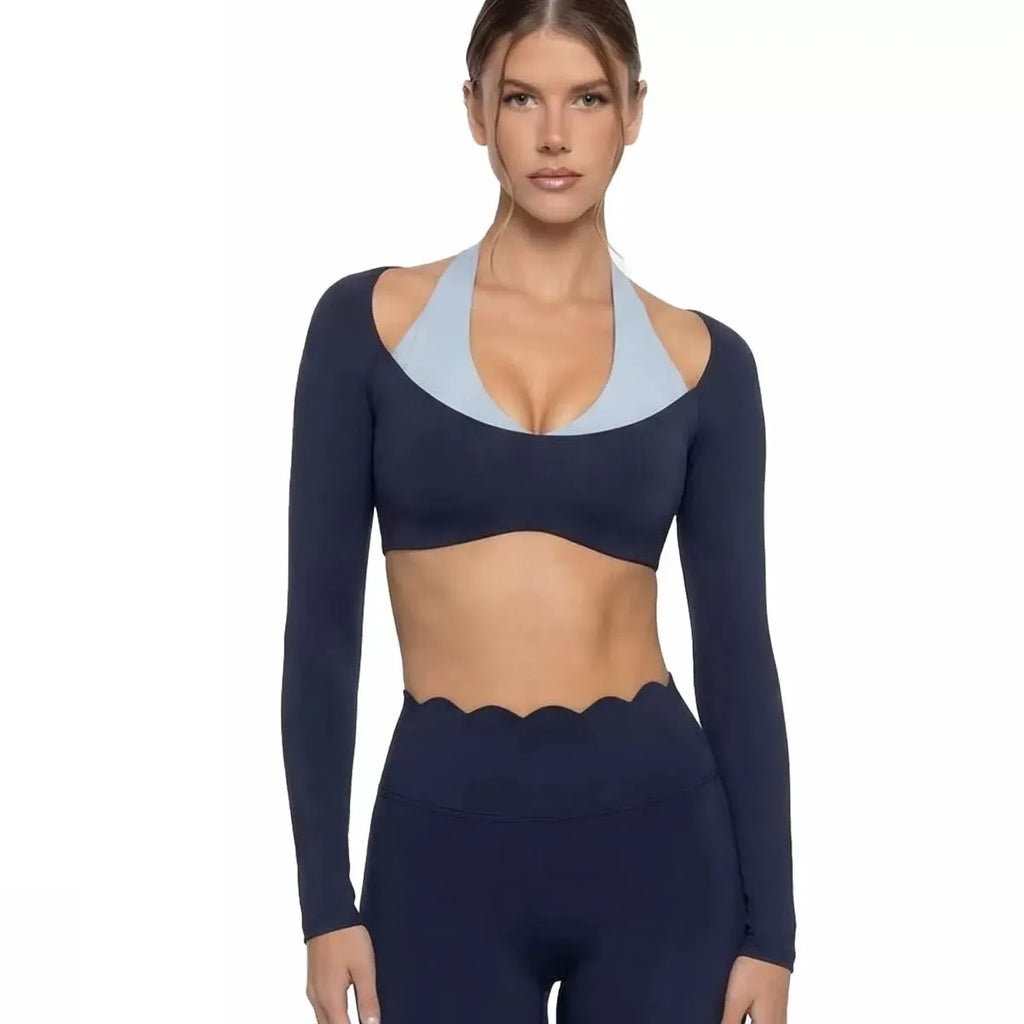Evelyn Sports Long Sleeve Halter Neck Two Piece Sets