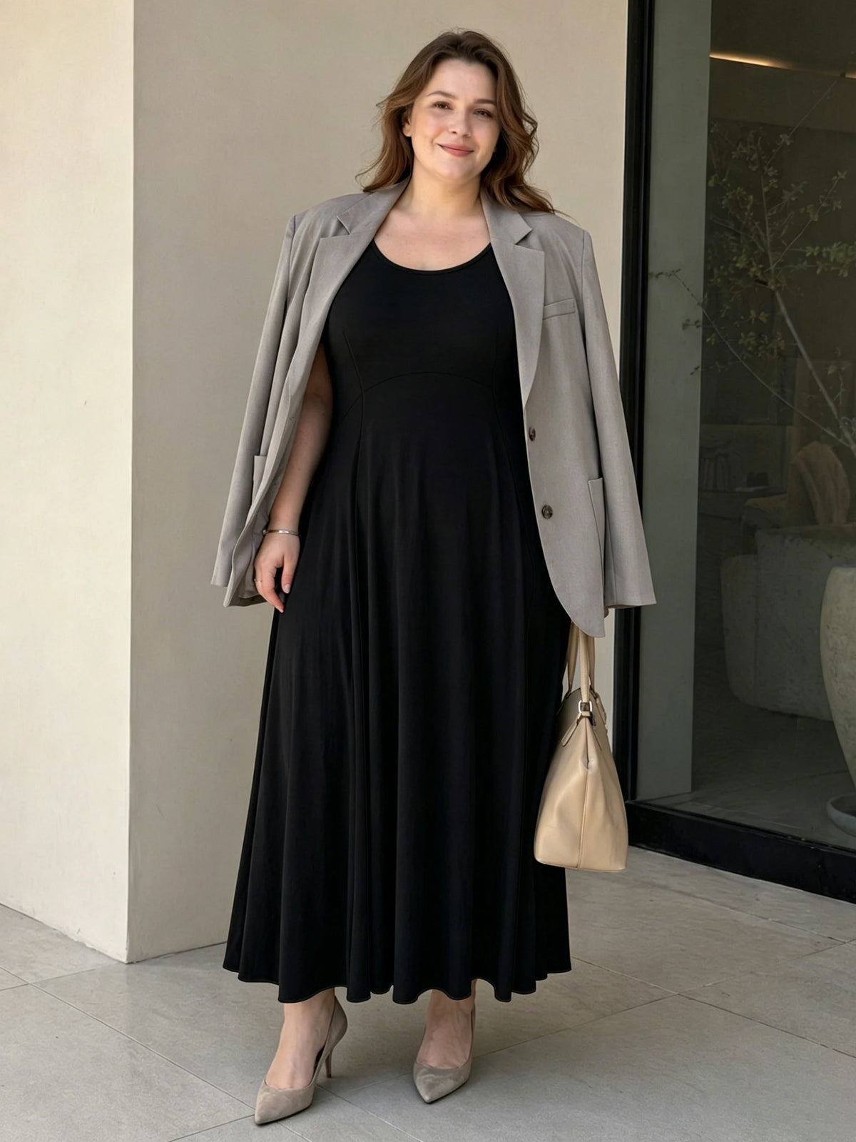 Trento Plus Size Dress U Neck Flowy Casual Tank Sleeveless Sundresses Style
