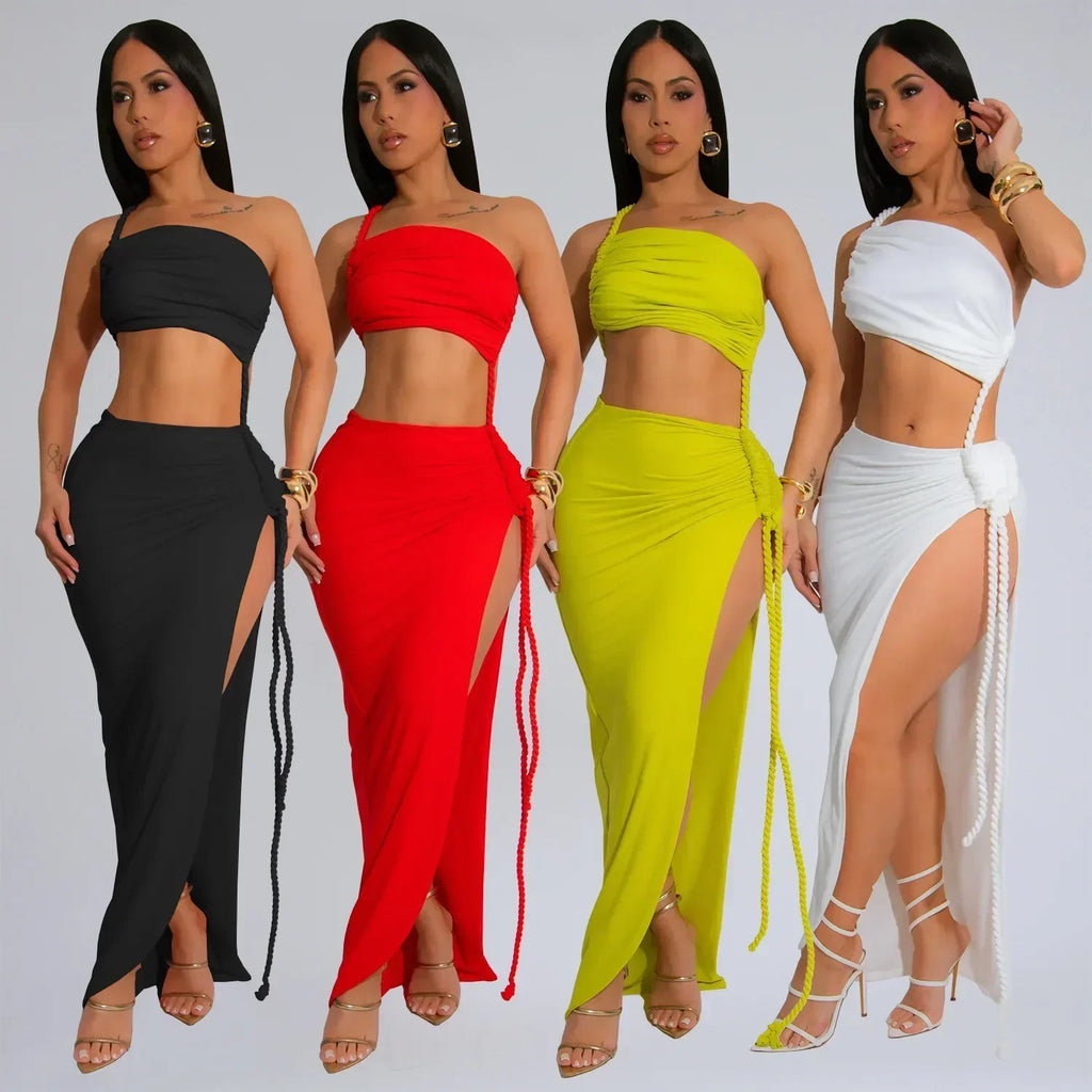 Jatnna Side Split Elegant And Sexy Two Piece Sets