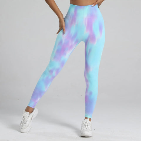 Livington Tie Dye Seamless Leggings Scrunch Fitness High Waist Athletic Yoga Pants
