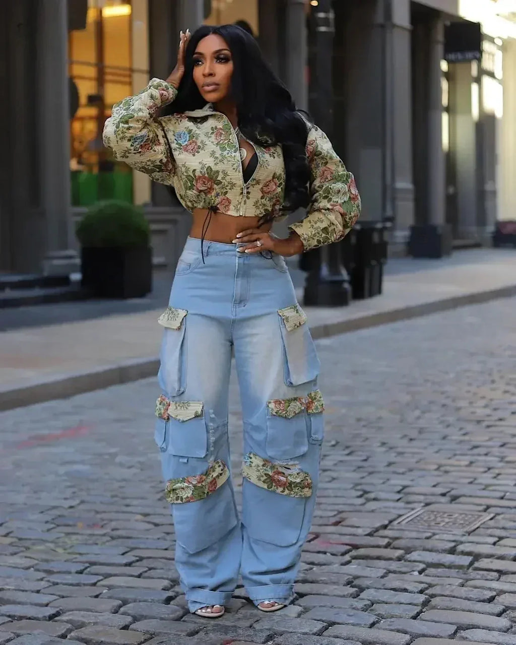 Danbury Full Sleeve Floral Cargo Street Look Two 2 Piece Set Outfit