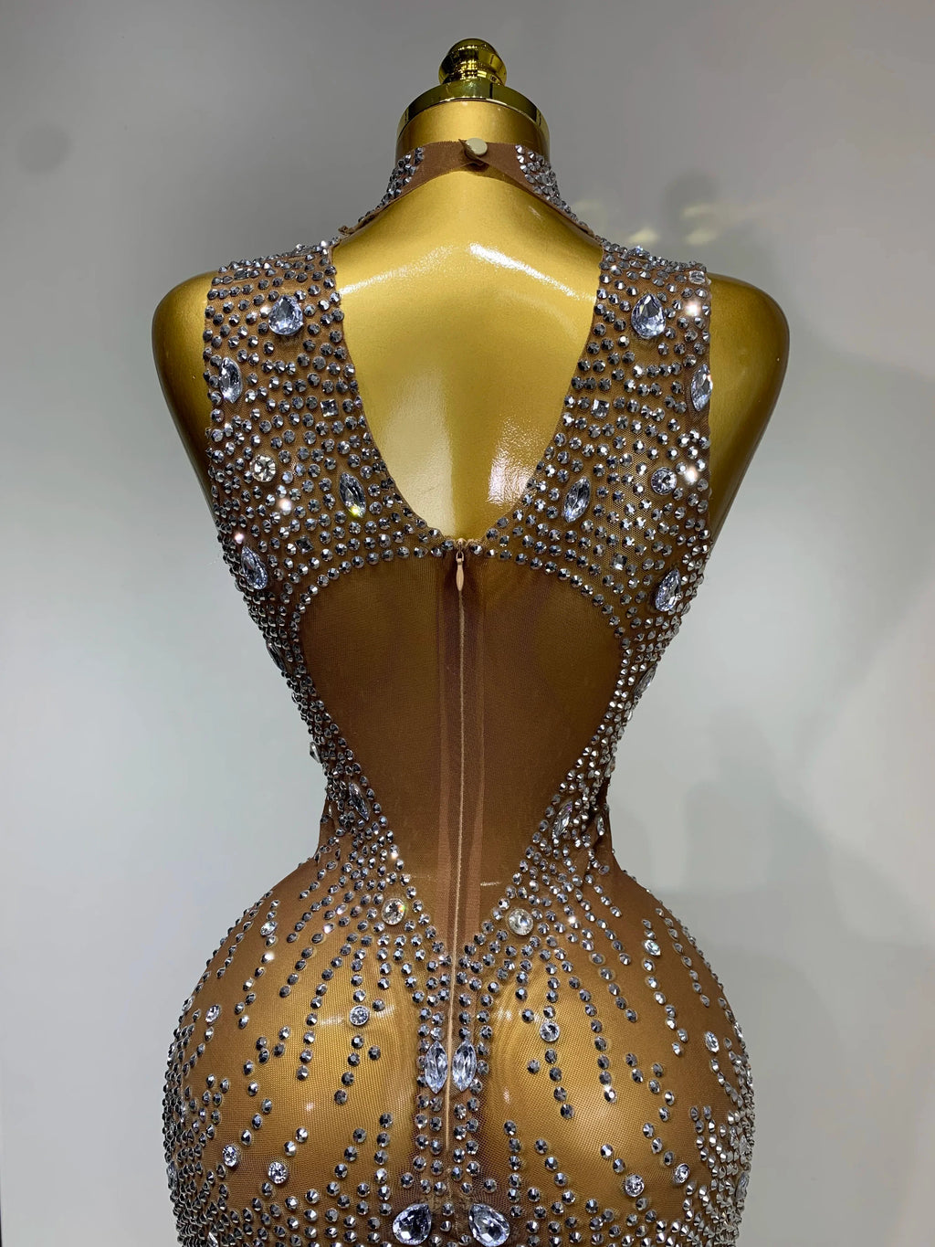 Rochester Hills Rhinestones Jumpsuit Mesh See Through Performance Dance Jumpsuit