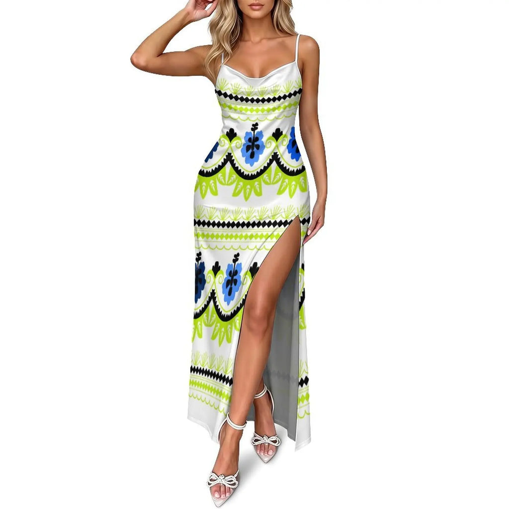Polynesian Customizable Pattern Sexy V-Neck Fitted Dress
