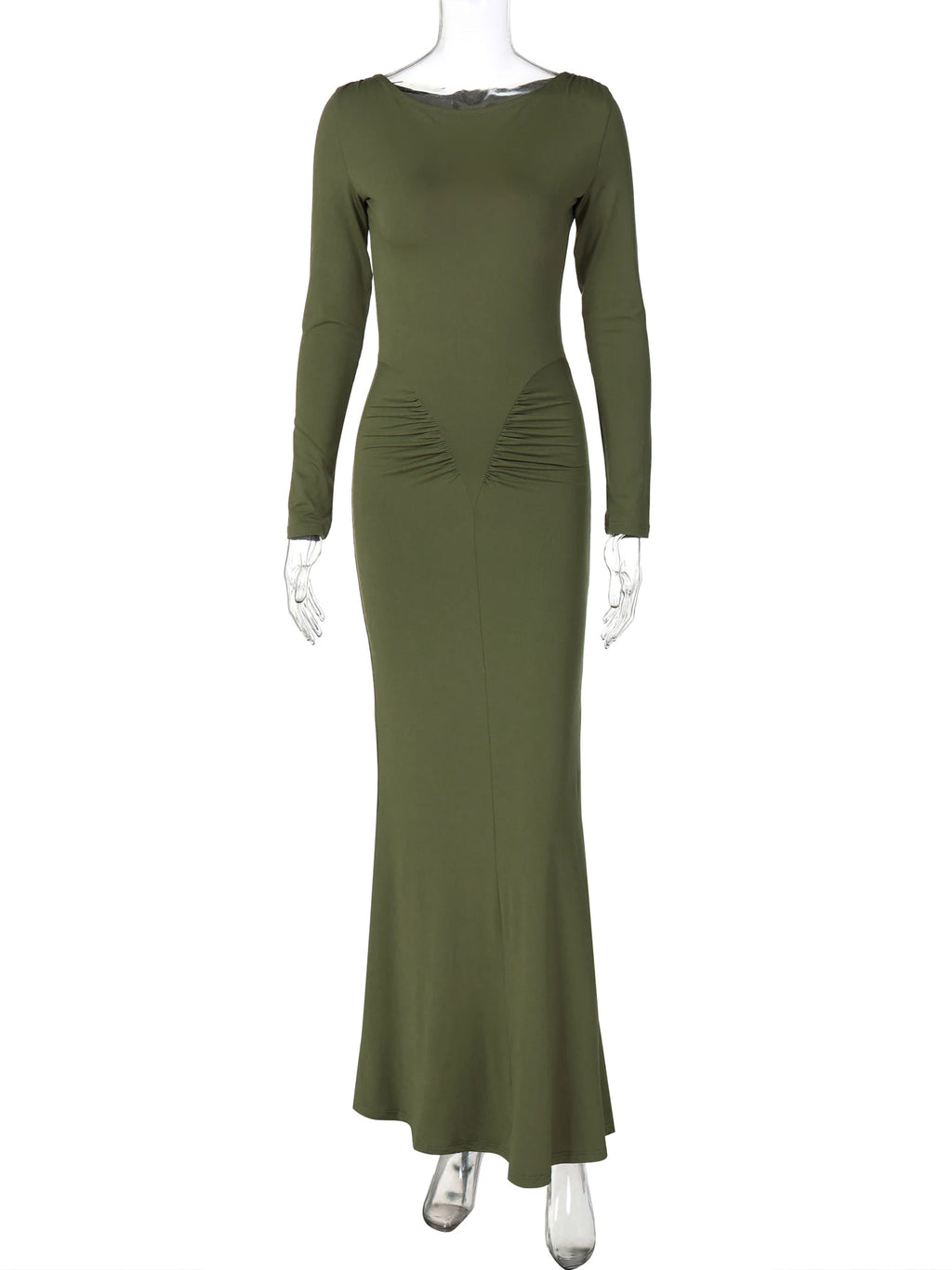 Shore Beach Solid Long Sleeve Draped Sexy Bodycon Maxi Party Dress