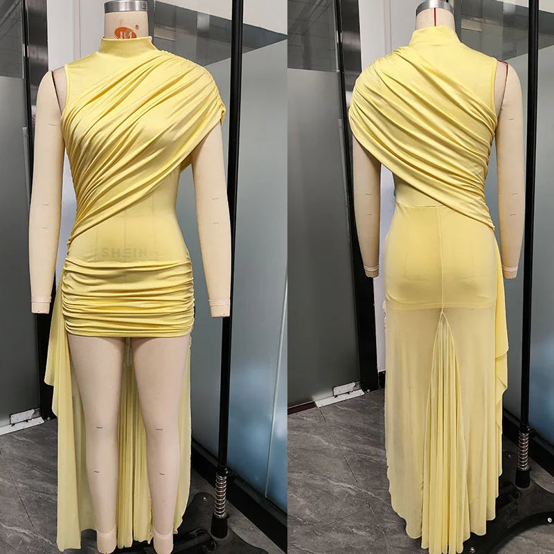 El Paso Elegant Night Out Ruched Bandage Bodycon Mini Dress with Cloak