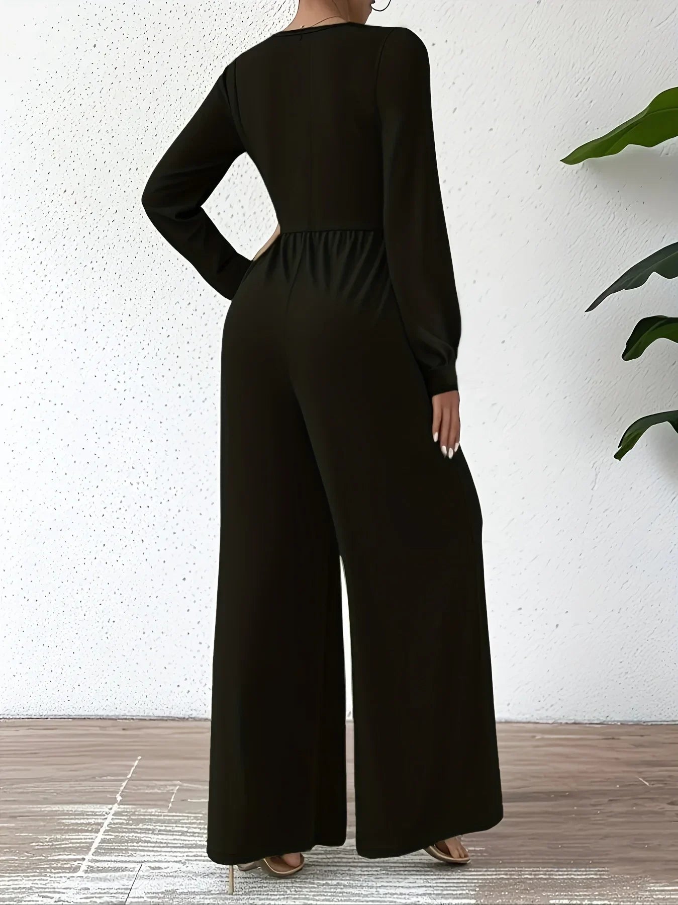 Royal Oak Elegant Professional Wear Jumpsuit Fashion Solid Color V-neck
