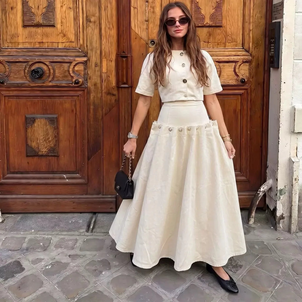 Daniela Fashion Casual Unique Metal Two Piece Sets