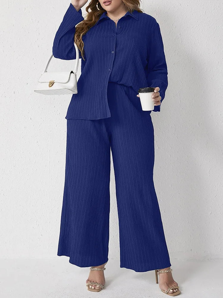 Rosaura Long Sleeve Loose Plus Size Two Piece Sets