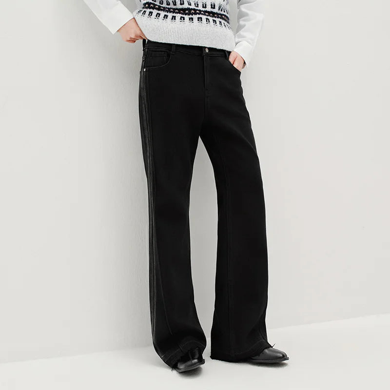 Las Vegas Slim Fit Flared Leg Solid Color Open Hem Denim