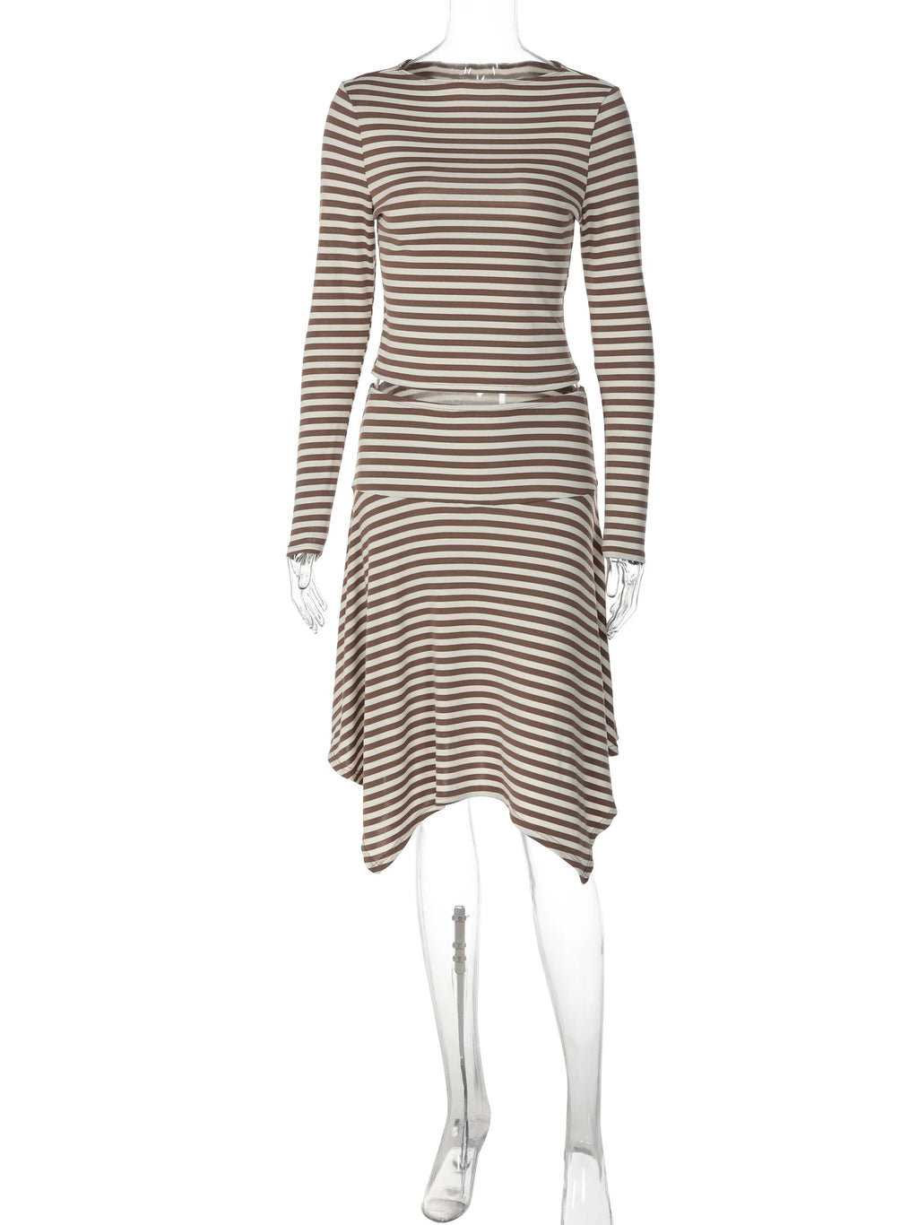Veronica Hugcitar Fashion Striped Print Two Piece Sets
