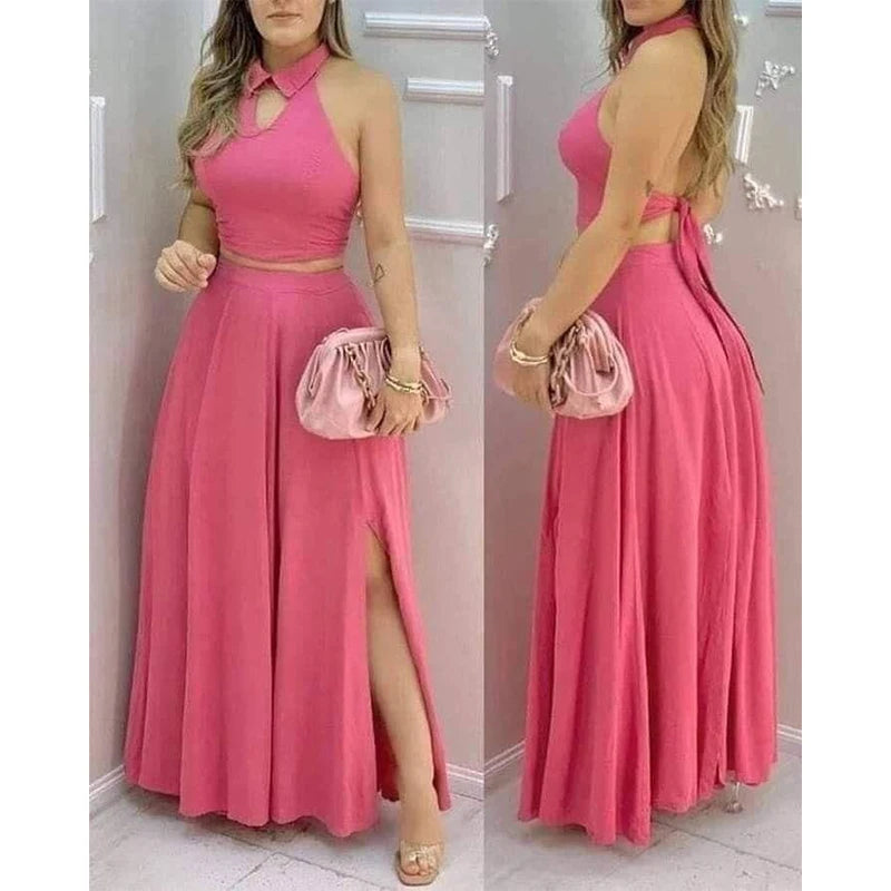 Jazmin Halter Collar Chic Outings Two Piece Sets