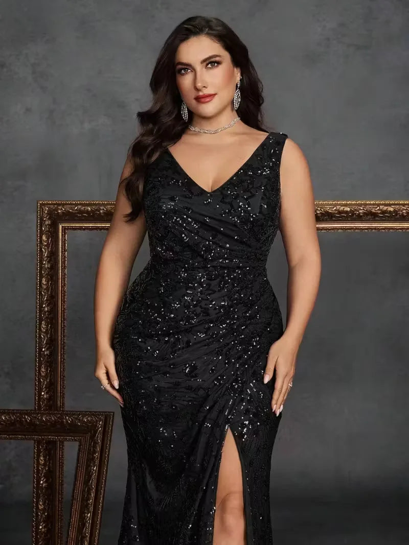 Rumera Long Neck Hanging Single Shoulder Evening Gown Elegant Maxi Dress