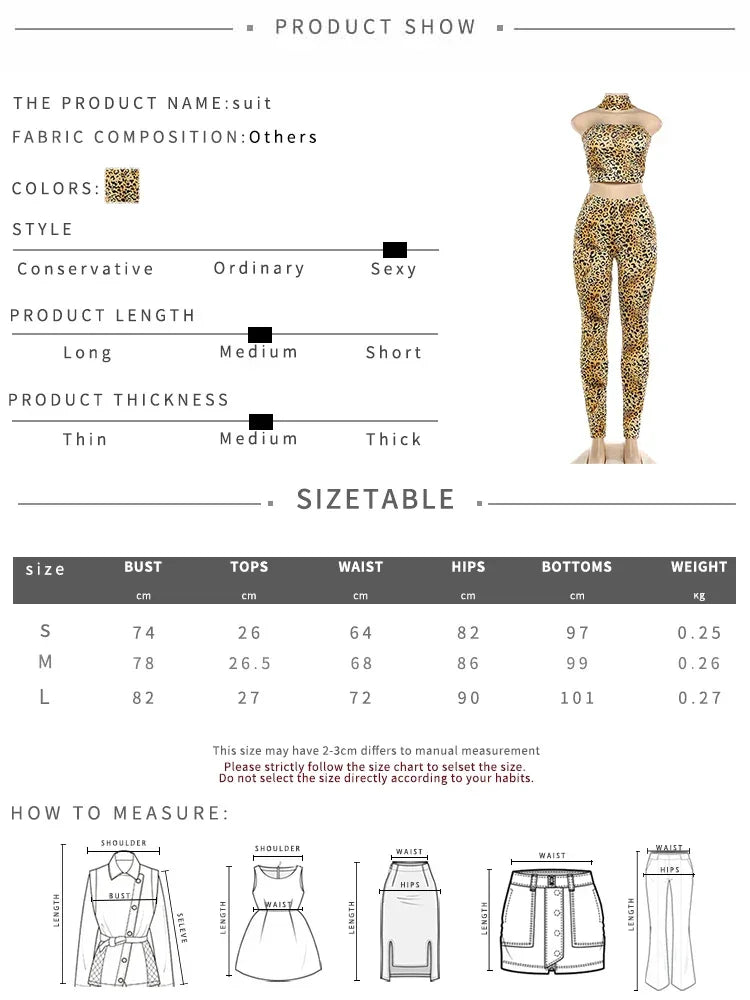New York Puss Hipster Leopard Halter Chest Wrapped Matching Stretch Slim Set