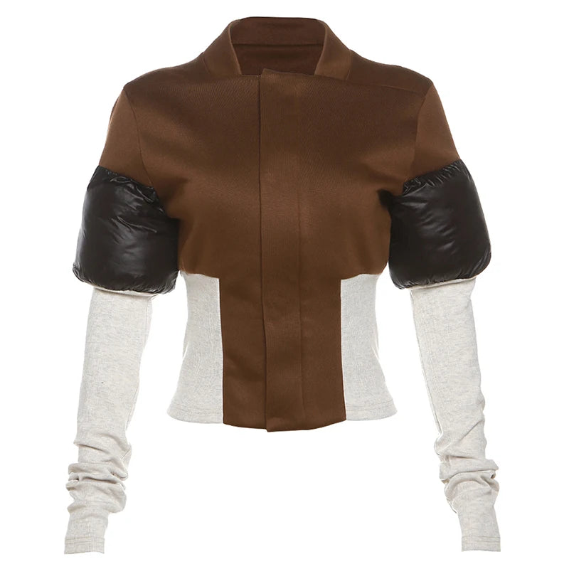 Spotswood Patchwork Long Sleeve Jacket Chic Zip Hipster Trend Coat Outwear